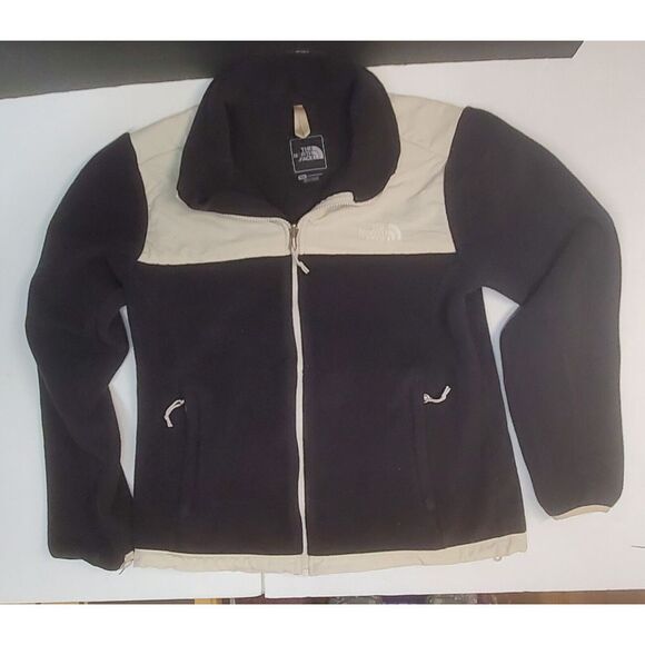 The North Face Women's Fleece Two Tone Jacket Black & Cream Size Medium Full Zip - Picture 1 of 6